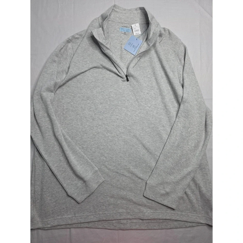 Joseph Abboud Sweater Mens 2X Gray Tight Knit Mock Neck 1/4 Zip Warm Wear Winter